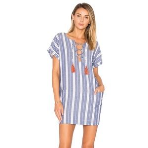 Tularosa Warren Front Lace-Up Striped Dress Size M